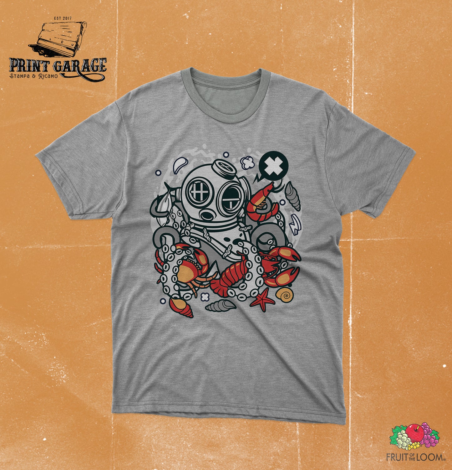 T-Shirt - Sub - Diving - Octopus -