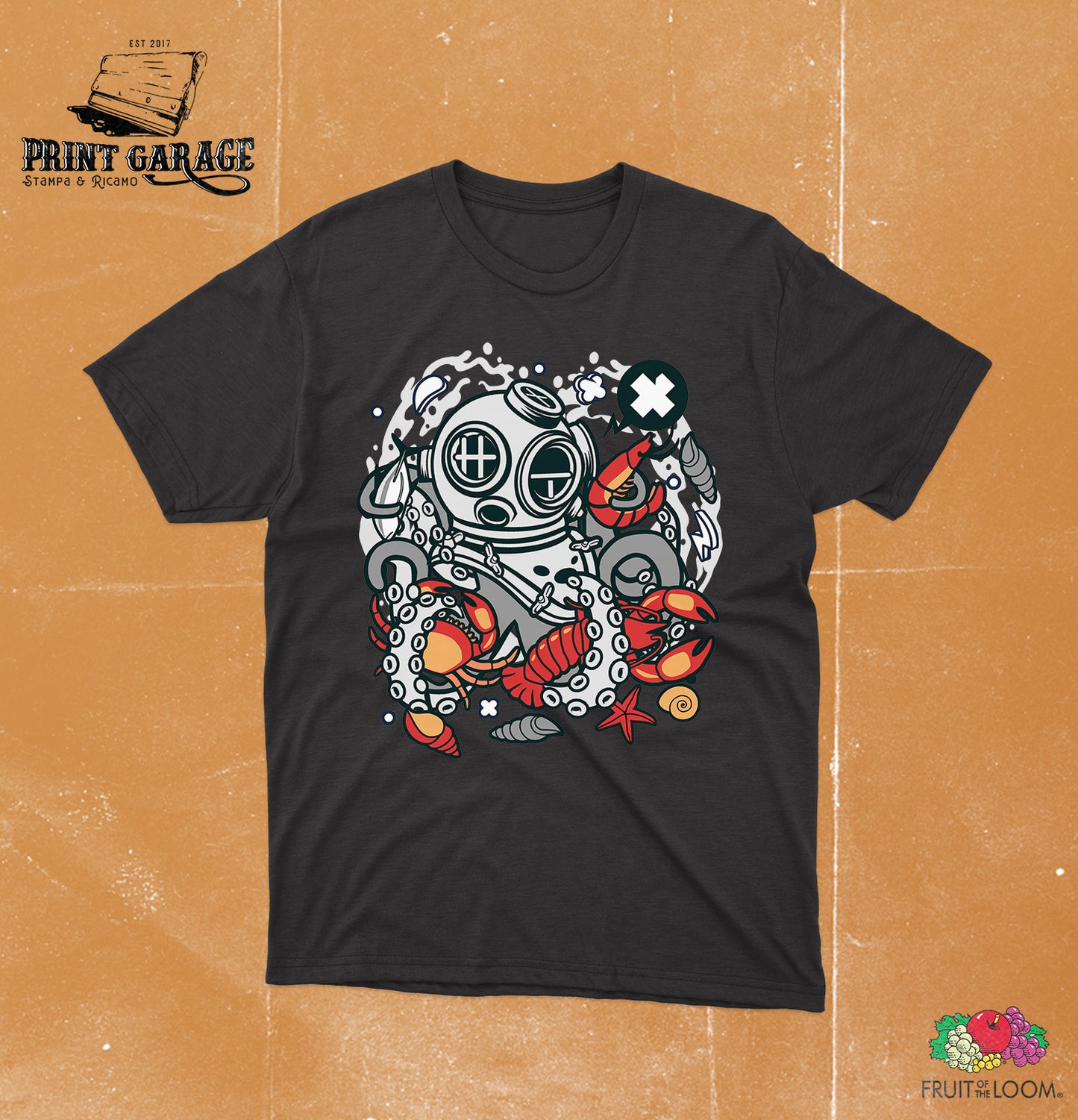 T-Shirt - Sub - Diving - Octopus -