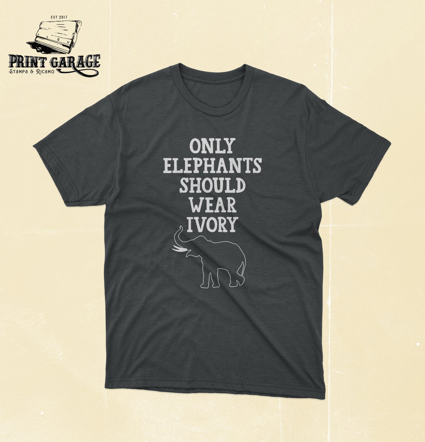 T-Shirt - Elefante - Avorio -