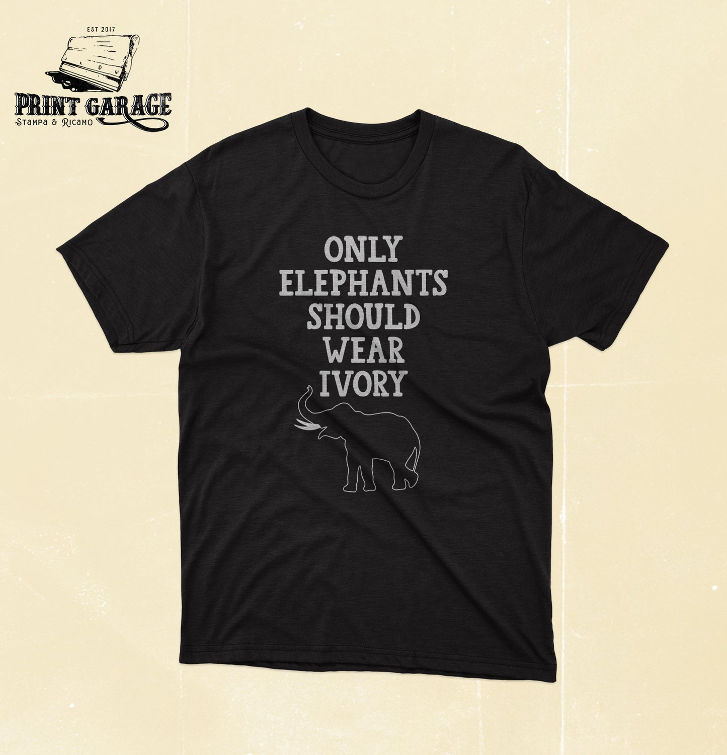 T-Shirt - Elefante - Avorio -