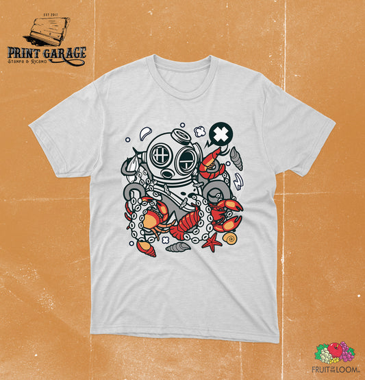 T-Shirt - Sub - Diving - Octopus -